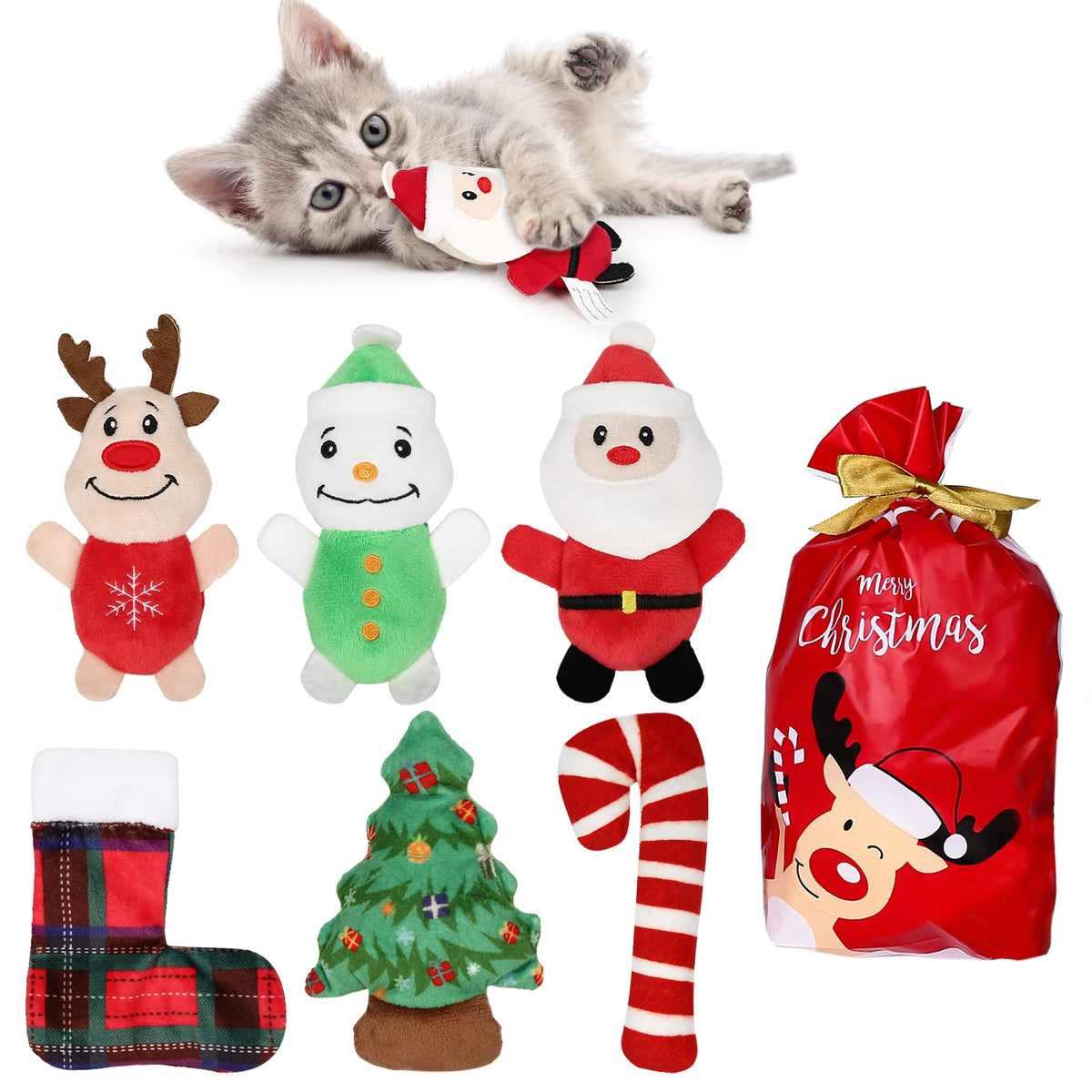 IOKHEIRA Christmas Catnip Toys for Indoor Cats