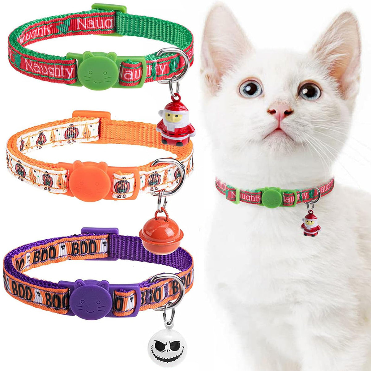 DILLYBUD Christmas Cat Collar with Bells